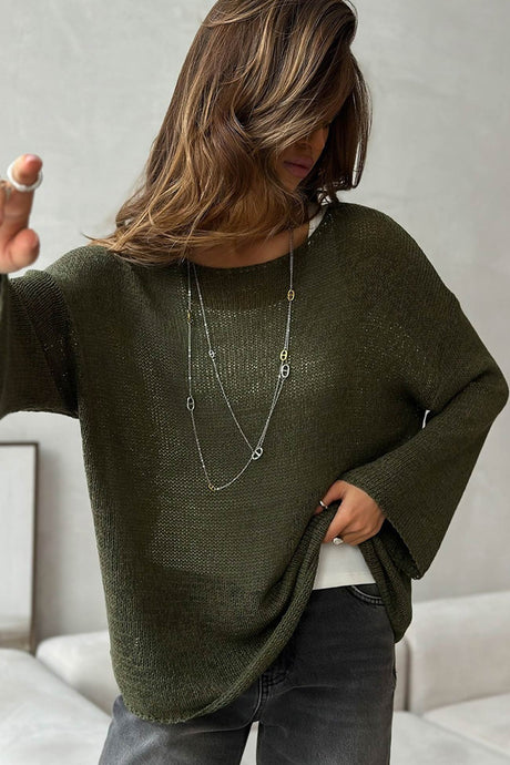 Crew Neck Hollow Out Knit Cover-up Sweater