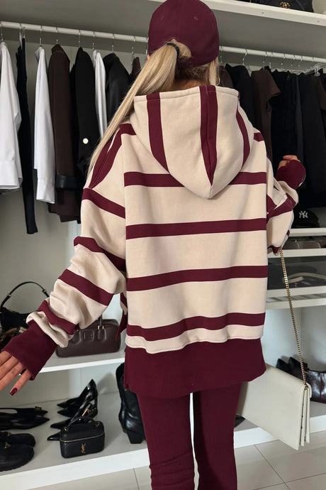 Printed Slit Hem Hoodie Leeging Set