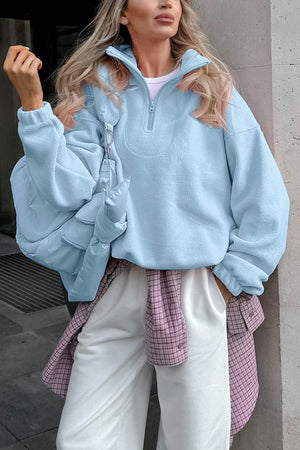 Polar Fleece Lapel Zip-up Sweatshirt