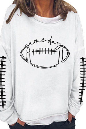 Arolora American Football Print Pullover Cotton Sweatshirt