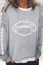 Arolora American Football Print Pullover Cotton Sweatshirt