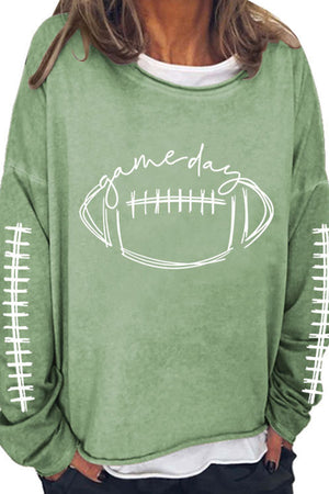Arolora American Football Print Pullover Cotton Sweatshirt