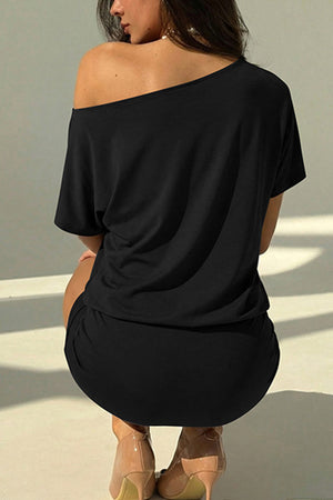 Asymmetrical Neck Off-Shoulder Bodycon Dress