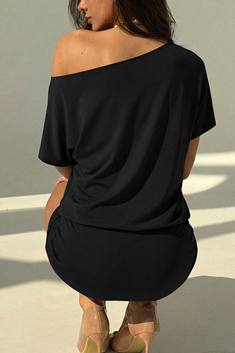 Asymmetrical Neck Off-Shoulder Bodycon Dress