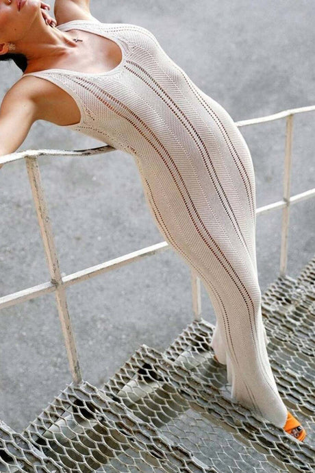 Backless Hollow Out Knit Tank Dress