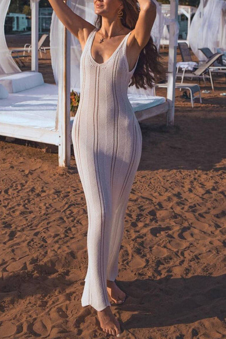 Backless Hollow Out Knit Tank Dress