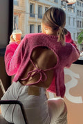 Arolora Backless Tie-up Pullover Sweater
