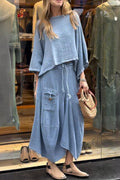 Arolora Bat Sleeve Loose Flowy Skirt Set