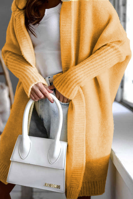 Bat-shaped Hooded Knitted Cardigan