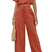 Arolora batwing-sleeve-drawstring-straight-long-pants-set