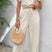 Arolora batwing-sleeve-drawstring-straight-long-pants-set