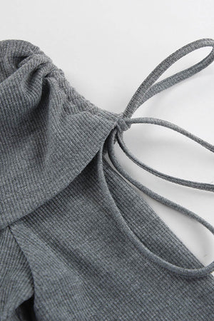Arolora boat-neck-drawstring-slit-dress