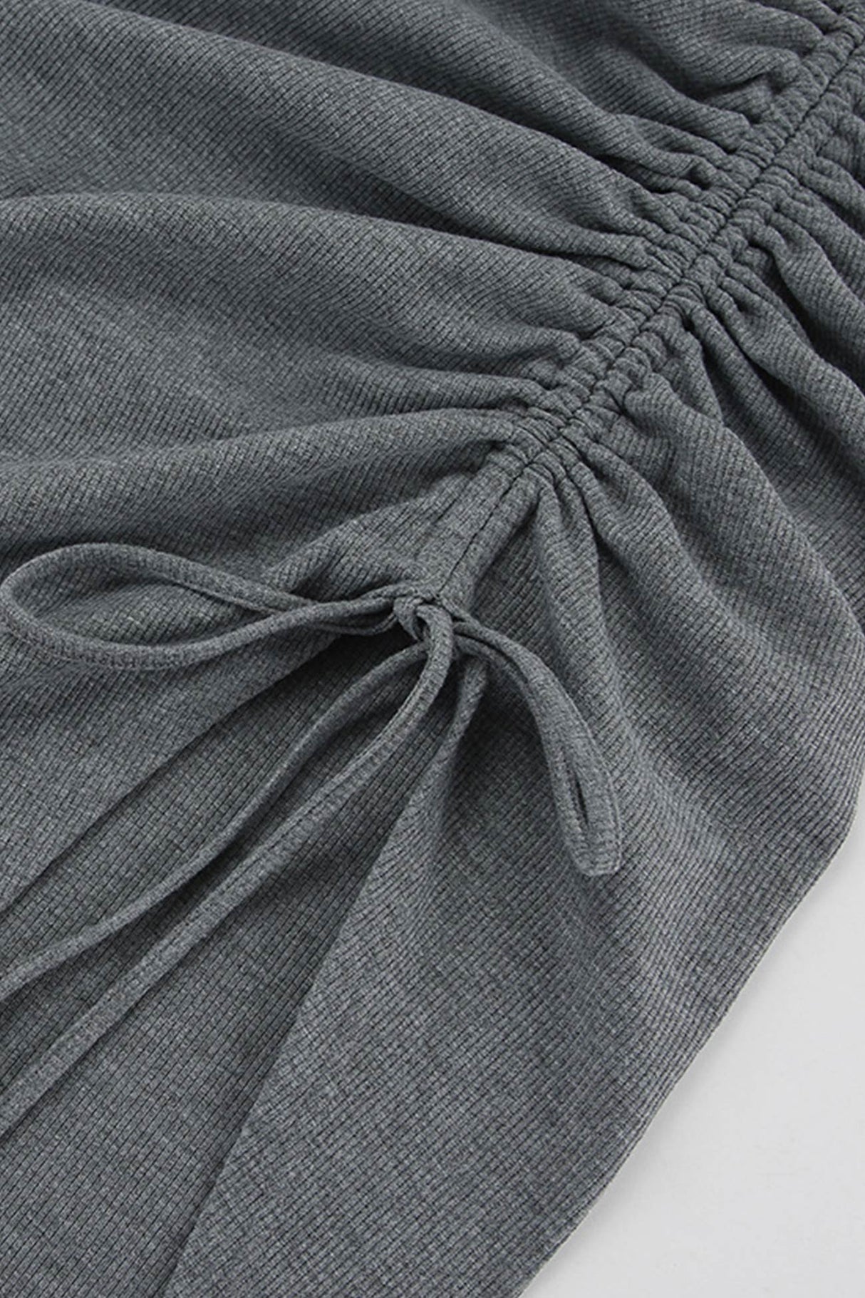 Arolora boat-neck-drawstring-slit-dress