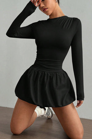 Bodycon Long Sleeve Dress with Puffy Skirt
