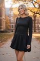 Bodycon Long Sleeve Dress with Puffy Skirt