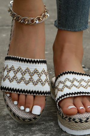 Bohemian Linen Rope Platform Sandals