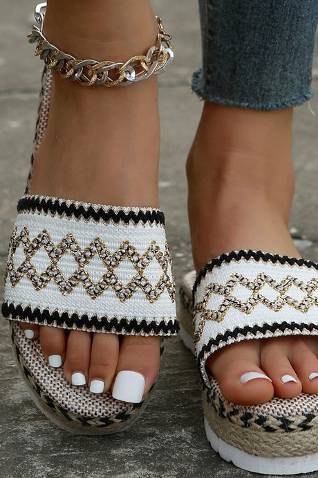 Bohemian Linen Rope Platform Sandals