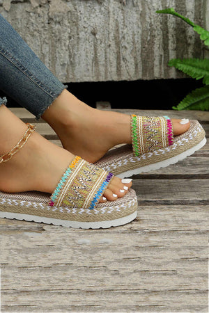 Bohemian Linen Rope Platform Sandals