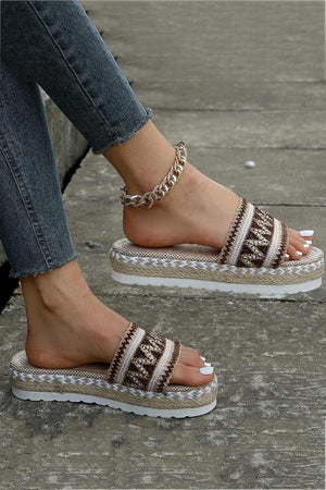 Bohemian Linen Rope Platform Sandals