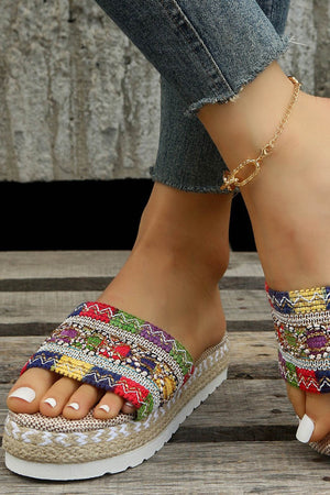 Bohemian Linen Rope Platform Sandals