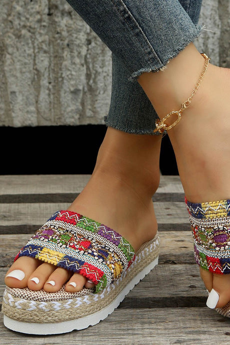 Bohemian Linen Rope Platform Sandals