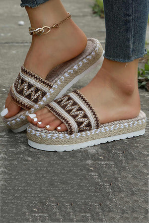 Bohemian Linen Rope Platform Sandals