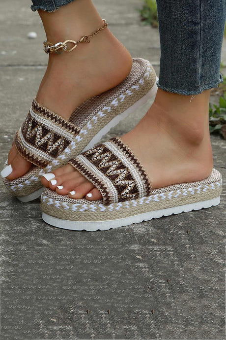 Bohemian Linen Rope Platform Sandals