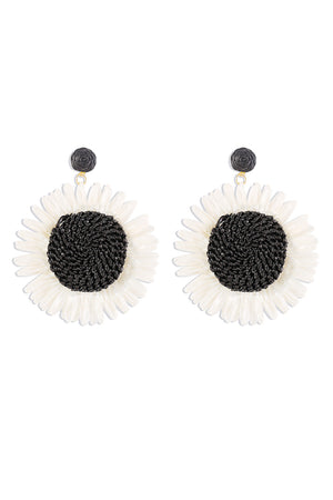 Bohemian Raffia Braided Floral Earrings