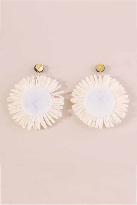 Bohemian Raffia Braided Floral Earrings