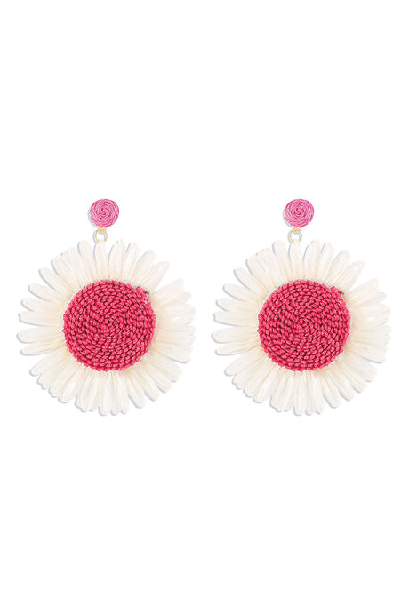 Bohemian Raffia Braided Floral Earrings