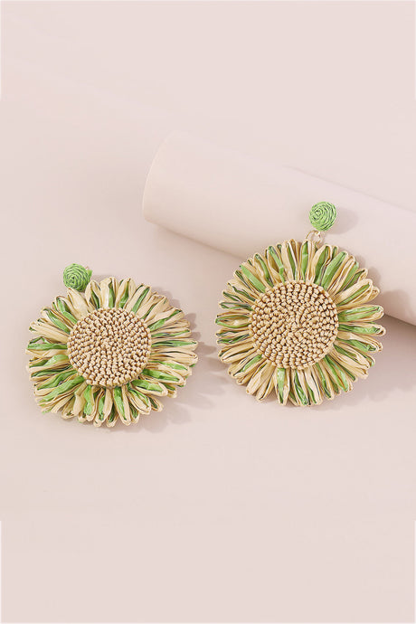 Bohemian Raffia Braided Floral Earrings
