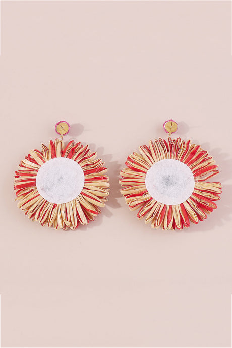 Bohemian Raffia Braided Floral Earrings