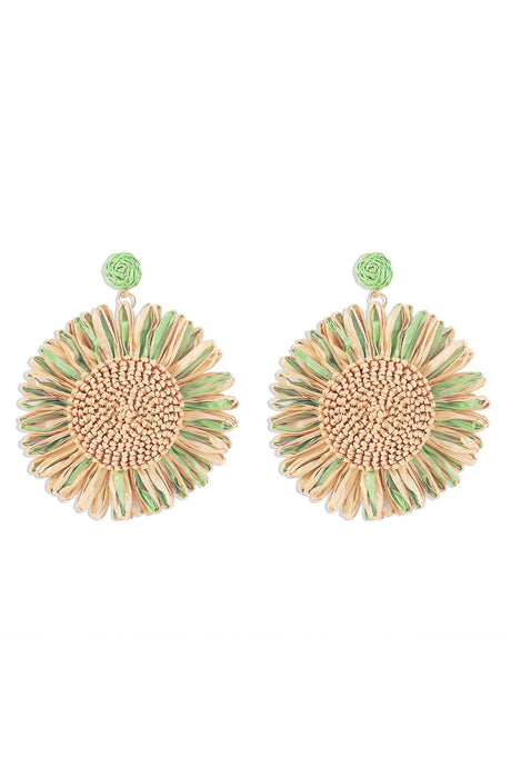 Bohemian Raffia Braided Floral Earrings