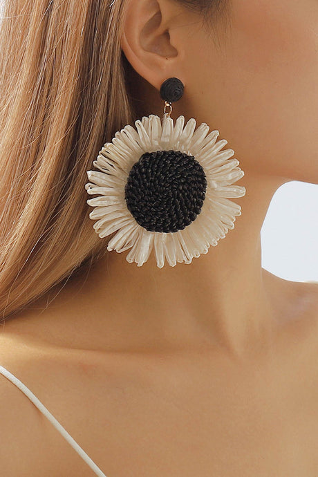Bohemian Raffia Braided Floral Earrings
