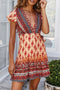 Arolora Bohemian V Neck Tie-waist Slit Mini Dress