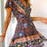Arolora Bohemian V Neck Tie-waist Slit Mini Dress