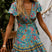 Arolora Bohemian V Neck Tie-waist Slit Mini Dress