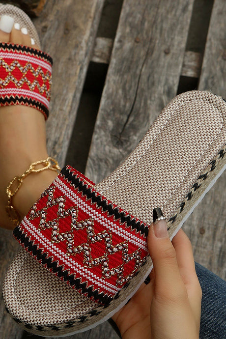 Bohemian Linen Rope Platform Sandals