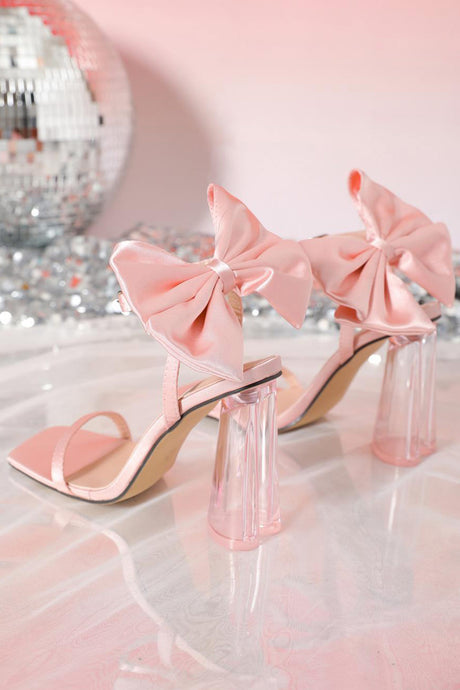 Bow Straight Buckle Thick High Heels
