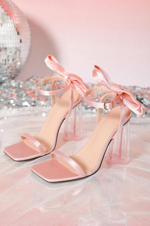 Bow Straight Buckle Thick High Heels