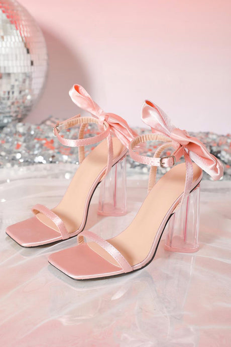Bow Straight Buckle Thick High Heels