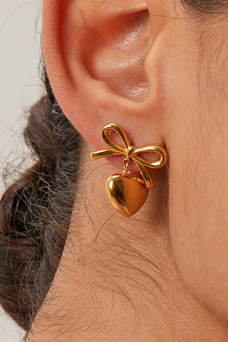 Bow Heart Stud Earrings