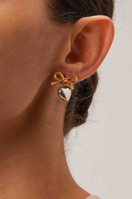 Bow Heart Stud Earrings