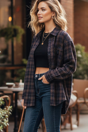 Brushed Cotton Retro Plaid Shirt