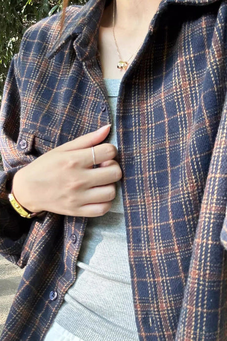 Brushed Cotton Retro Plaid Shirt