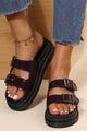 Buckle Platform Slide Sandals