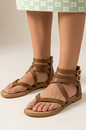 Buckle Ankle Strap Zipper Thong Sandals