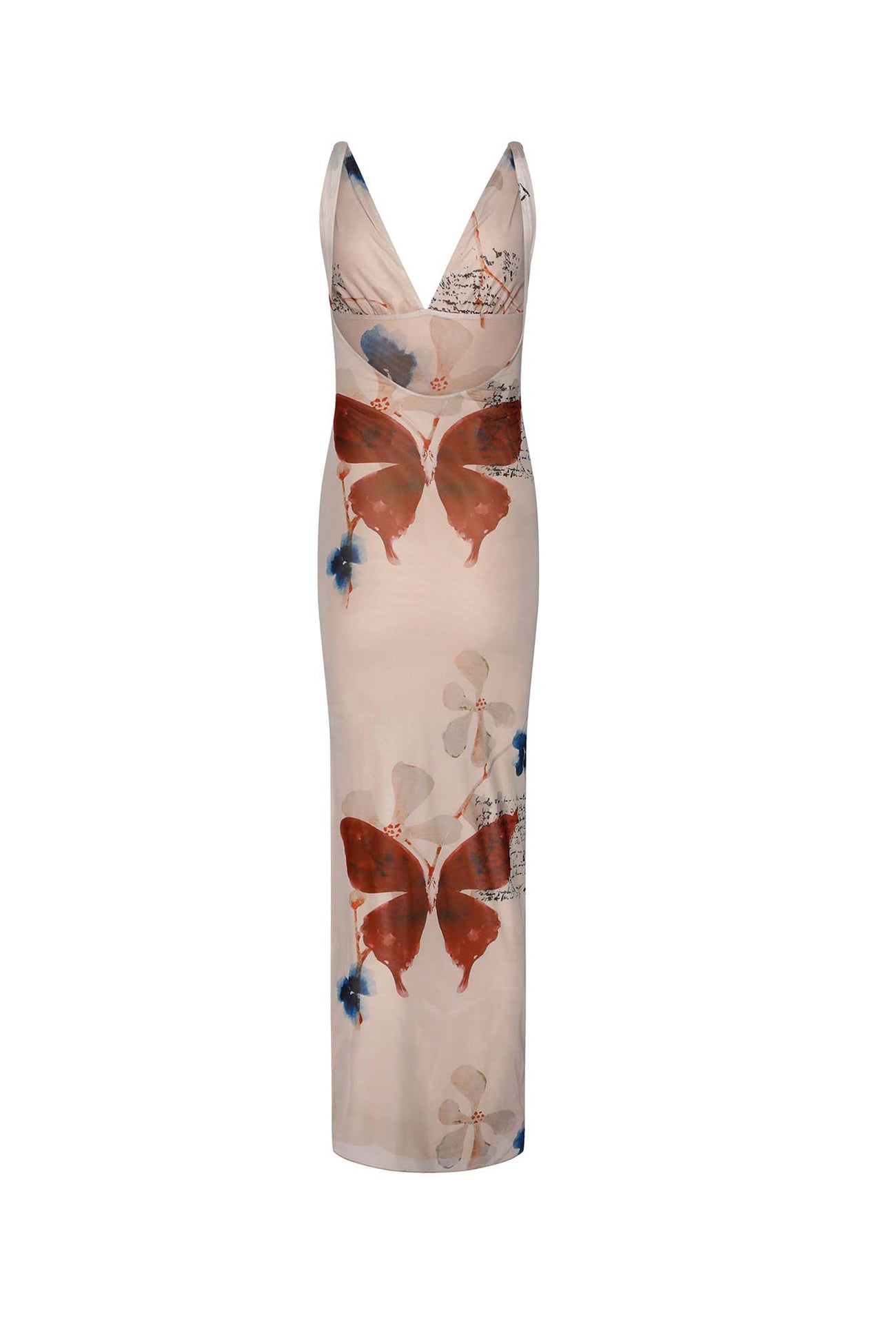 Butterfly Print Backless Slit Dress – AROLORA