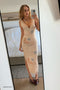 Butterfly Print Backless Slit Dress