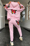 Arolora Butterfly Print Zip-up Hoodie Sweatpants Set